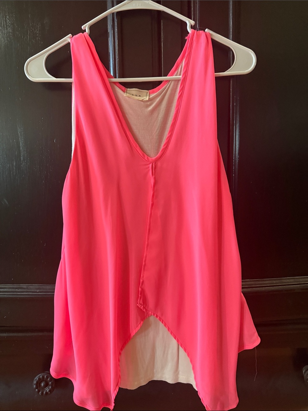 Tua Bright Pink Layered V-Neck Chiffon Camisole